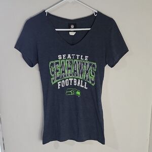 Women's NFL Seattle Seahawks V-Neck Tee - Navy & Neon Green Size Small